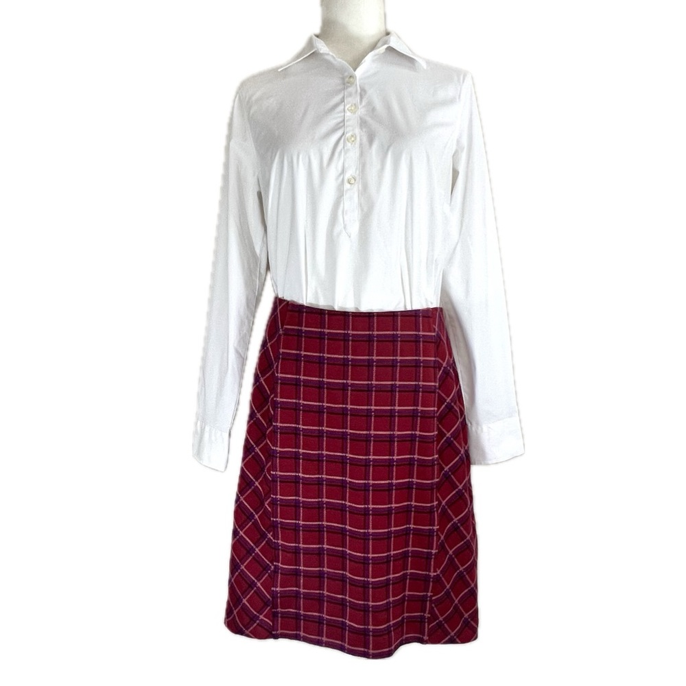 J. Jill Ponte Mini Skirt Red Plaid Small S - Picture 3 of 17